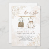 Invitation Lui ou elle Fleur sauvage Vêtements de bébé Révéla (Devant / Derrière)