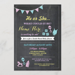 Invitation Lui ou elle genre indiquent l'invitation de baby