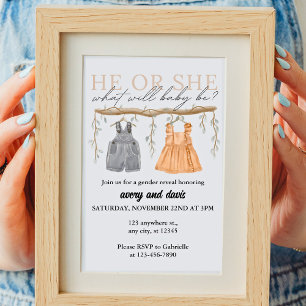 Invitation Lui ou elle, Qu'est-ce que le bébé sera Boho Genre