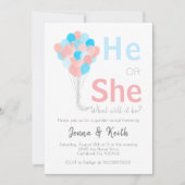 Invitation Lui ou Elle Rend Révéler Ballons vers le haut Thèm (Devant)