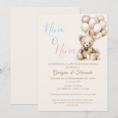 Invitation Lui ou elle Teddy Bear avec des ballons Révélation (Devant / Derrière)