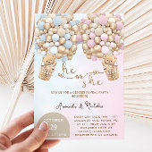 Invitation Lui ou elle Teddy Bear avec des ballons Révélation