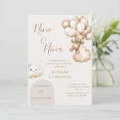 Invitation Lui ou elle Teddy Bear avec des ballons Révélation (Debout devant)