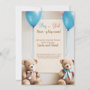 Invitation Lui ou Elle : Teddy Bear Genre Revevela Party