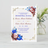 Invitation Lujo De Boda en Burdeos y Azul (Debout devant)