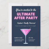 Invitation L'Ultimate Afterparty Neon Martini Divorce Party (Devant)