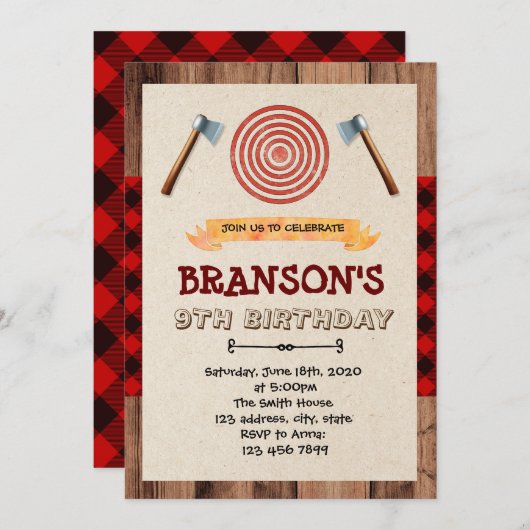 INVITATION LUMBERJACK (Devant / Derrière)