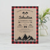 Invitation Lumberjack 1er anniversaire Woodland Adventure Par (Debout devant)