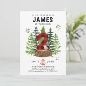 Invitation Lumberjack 2e anniversaire Buffalo Plaid Invitatio (Debout devant)