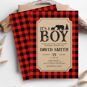 Invitation Lumberjack Bear Baby Shower 