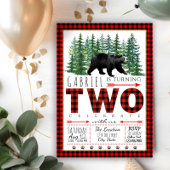 Invitation Lumberjack Bear Boy 2e anniversaire fêtes Invitati