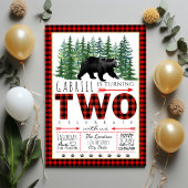 Invitation Lumberjack Bear Boy 2e anniversaire fêtes Invitati