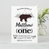Invitation Lumberjack Boy Bear Premier anniversaire (Debout devant)