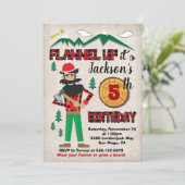 Invitation Lumberjack fête d'anniversaire Flannel Forest (Debout devant)