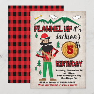 Invitation Lumberjack fête d'anniversaire Flannel Forest