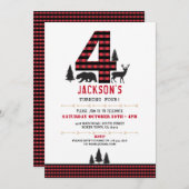 Invitation Lumberjack Flannel 4e 4 Anniversaire Fête Invitati (Devant / Derrière)