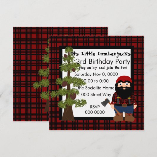 Invitation Lumberjack Gnome (Devant / Derrière)