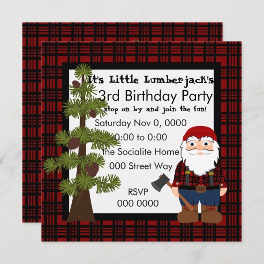 Invitation Lumberjack Gnome (Devant / Derrière)