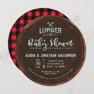 Invitation Lumberjack & Jill Baby Boy Douche Bois & Rouge Pla