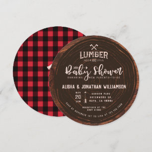 Invitation Lumberjack & Jill Baby Girl Douche Bois Rouge Plai
