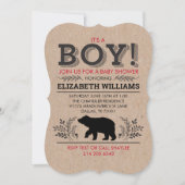 Invitation Lumberjack ours Flannel Rustic Boy Baby shower Inv (Devant)