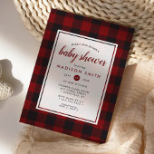Invitation Lumberjack Plaid Red Black Rustique Baby shower
