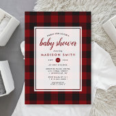 Invitation Lumberjack Plaid Red Black Rustique Baby shower