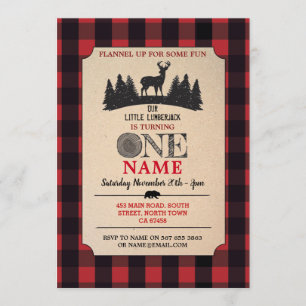 Invitation Lumberjack premier anniversaire ONE Red Flannel In