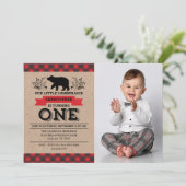 Invitation Lumberjack Première fête d'anniversaire Rustic Boy (Debout devant)