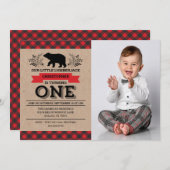 Invitation Lumberjack Première fête d'anniversaire Rustic Boy (Devant / Derrière)
