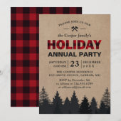 Invitation Lumberjack Red Buffalo Plaid Forest Fête (Devant / Derrière)
