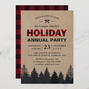 Invitation Lumberjack Red Buffalo Plaid Forest Fête