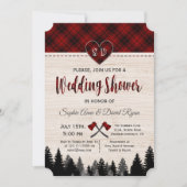 Invitation Lumberjack Rouge Buffalo Grange Mariage Couple Dou (Devant)