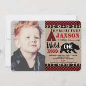 Invitation Lumberjack sauvage un 1er anniversaire garçon phot (Devant)