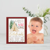 Invitation Lumberjack Wild One Tribal TeePee Premier annivers (Debout devant)