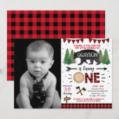 Invitation Lumberjack Wild un 1er premier anniversaire Invita (Devant / Derrière)