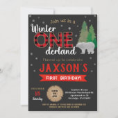 Invitation Lumberjack Winter Onederland Anniversaire Invitati (Devant)