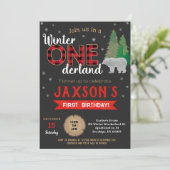 Invitation Lumberjack Winter Onederland Anniversaire Invitati (Debout devant)