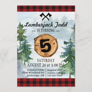 Invitation Lumberjack Wood Stump Forest Wilderness Anniversai