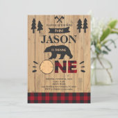 Invitation Lumberjack Woodland Boy 1er Anniversaire Invitatio (Debout devant)