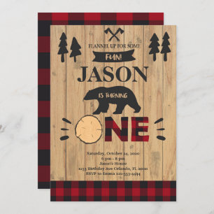 Invitation Lumberjack Woodland Boy 1er Anniversaire Invitatio