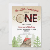 Invitation Lumberjack Woodland Forest Bear 1er anniversaire f (Devant)