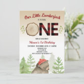 Invitation Lumberjack Woodland Forest Bear 1er anniversaire f (Debout devant)