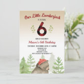 Invitation Lumberjack Woodland Forest Bear 6e fête d'annivers (Debout devant)