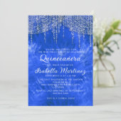 Invitation Lumière à cordes argentée de bleu royal élégante p (Debout devant)