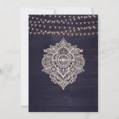 Invitation Lumière à cordes rustique bleu minuit Enregistrer (Dos)