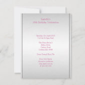 Invitation Lumière Argent Métal rose pâle Fleurs 16e annivers (Dos)