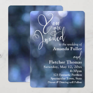 Invitation Lumière Bokeh Bleue & Typographie 32 Mariage 1