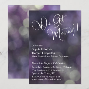 Invitation Lumière Bokeh Violette & Typographie "Nous sommes