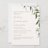 Invitation Lumière Champagne Verdure Or Texte Mariage (Devant)